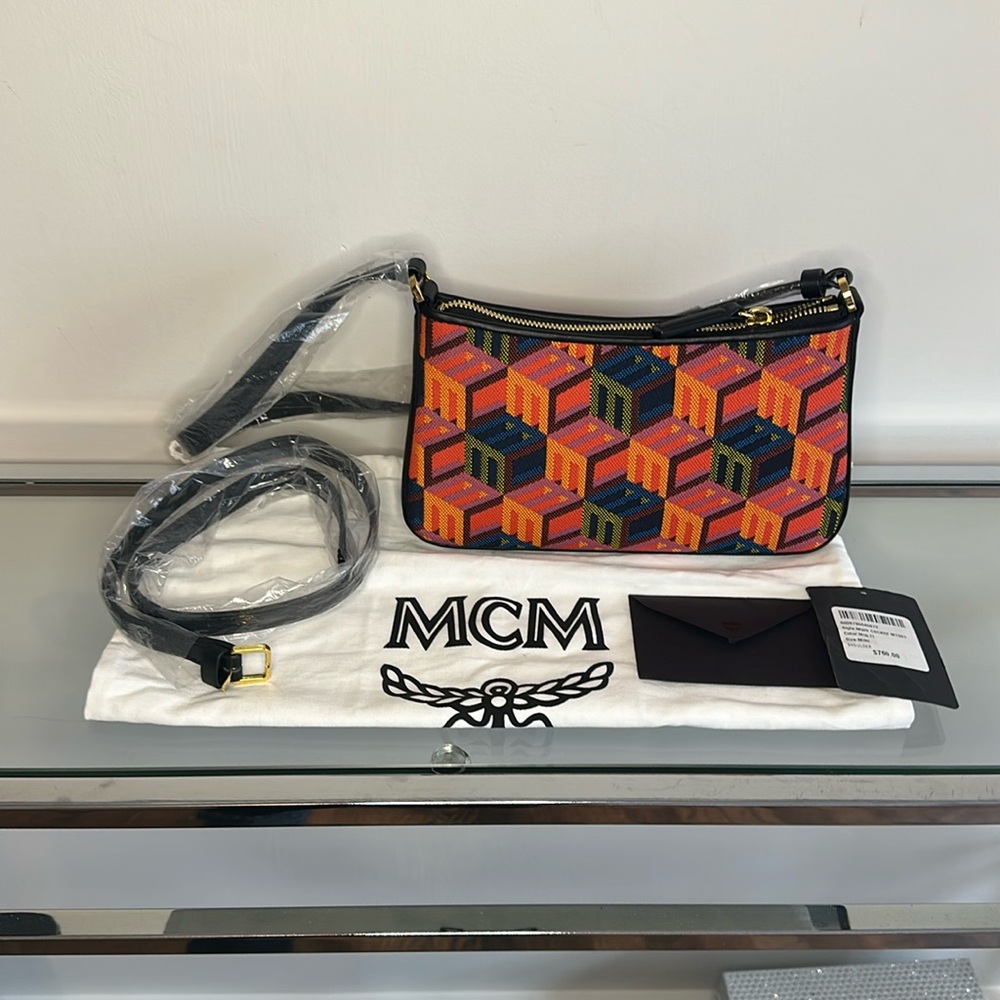 MCM Cubic Mini orange and black convertible shoulderbag